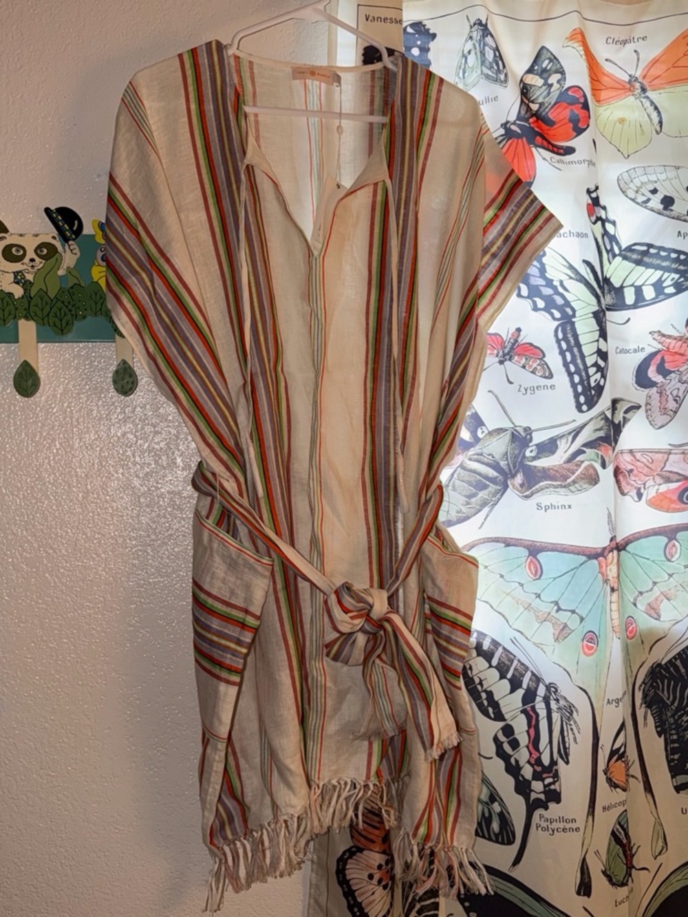 Tory Burch Striped Fringe swim cover dress in Beige with Multicolor Stripes -